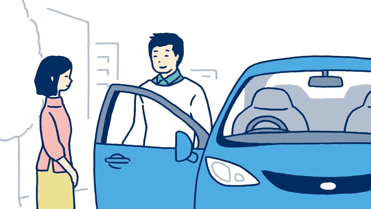 カーシェアを利用する二人